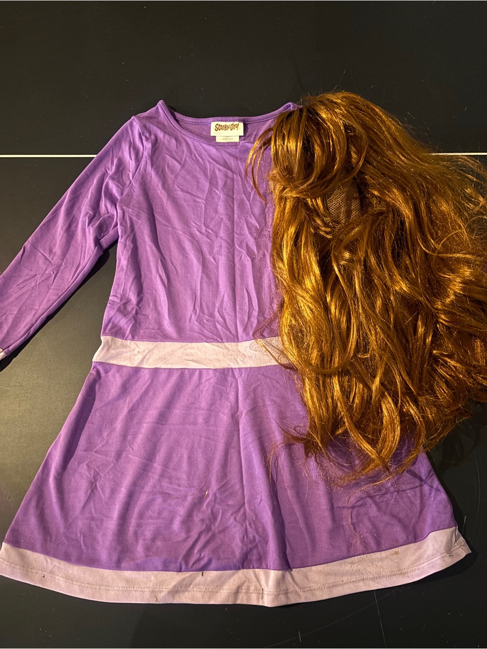 Scooby Doo Daphne Purple Long-Sleeve A-Line Kids Dress and wig